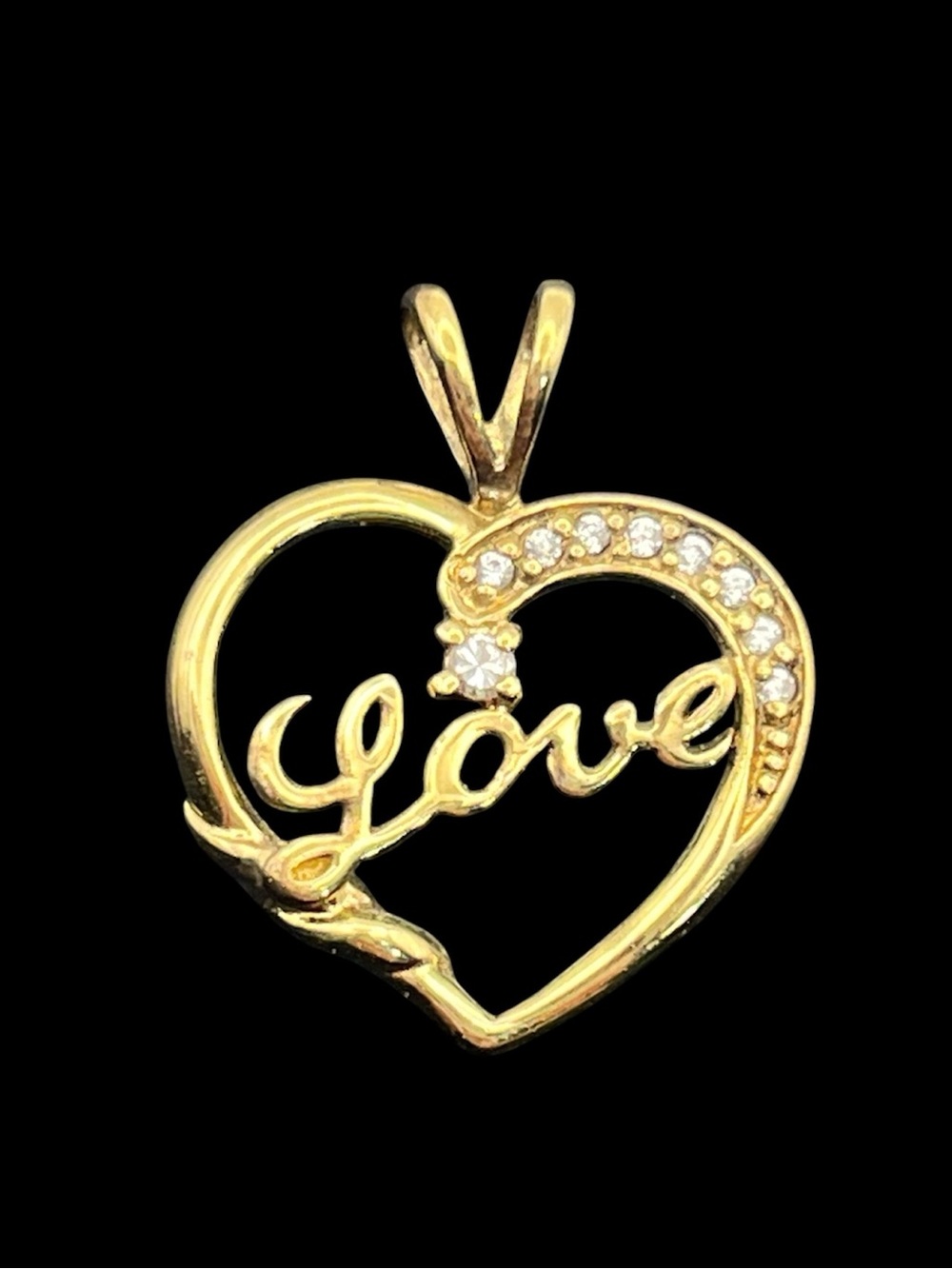 Danecraft gold over sterling silver heart love clear CZ pendant for necklace